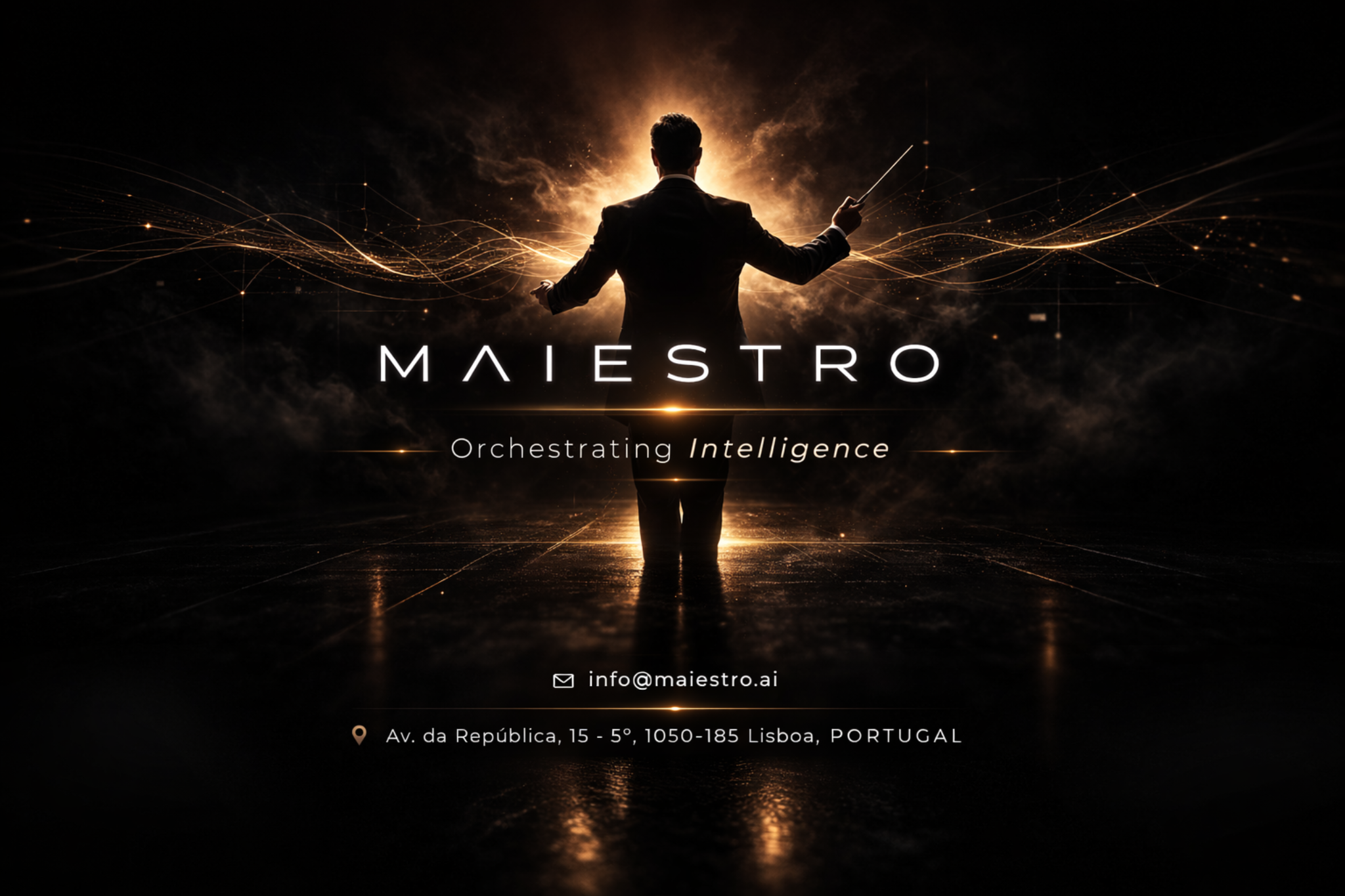 Maiestro.ai landing visual with the tagline Orchestrating Intelligence